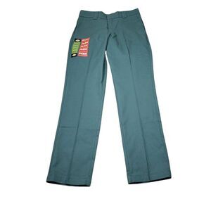 Dickies Slim Fit Tapered Twill Flex Green Work Pants Men's Size 30 x 32